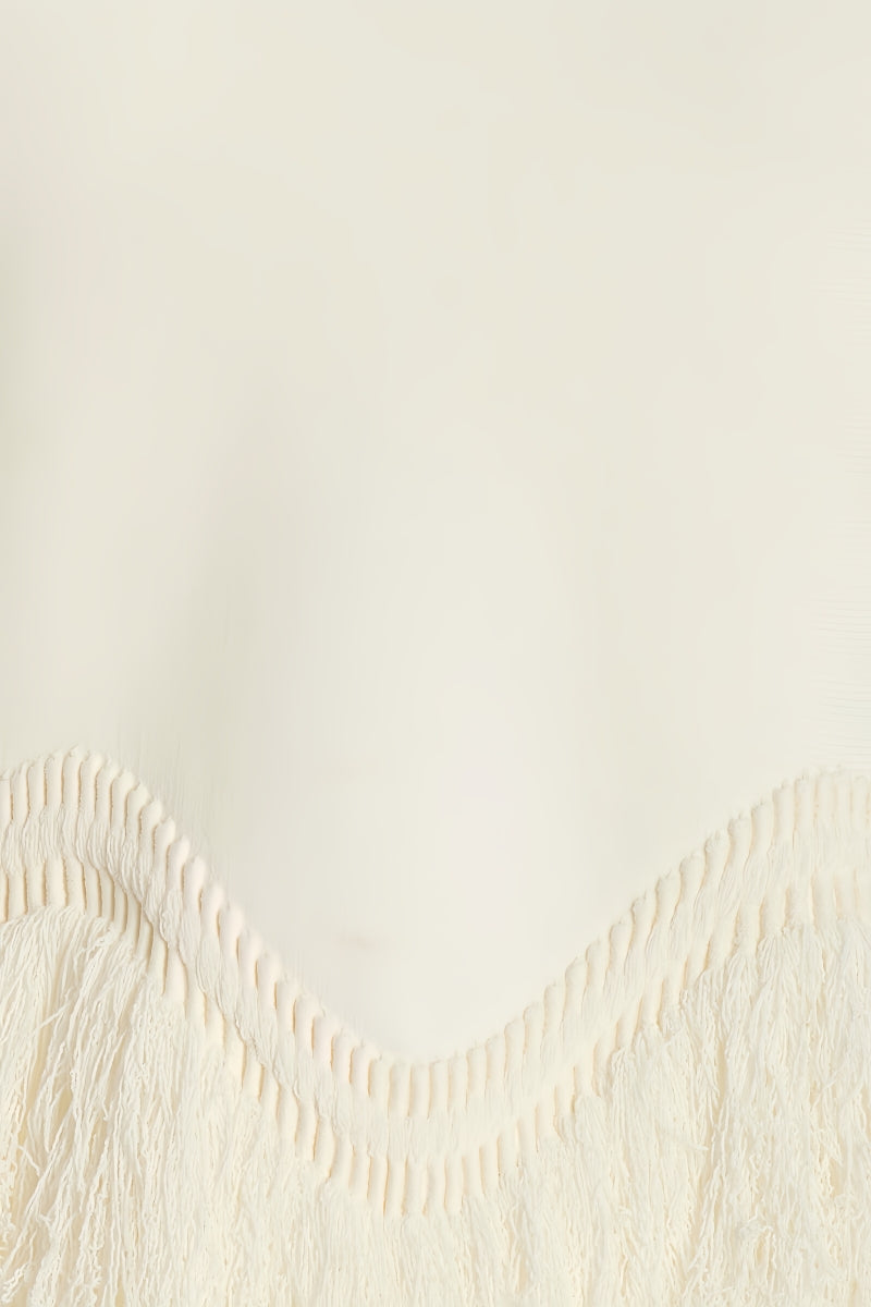 Jora White Fringe Maxi Dress Two Piece Set