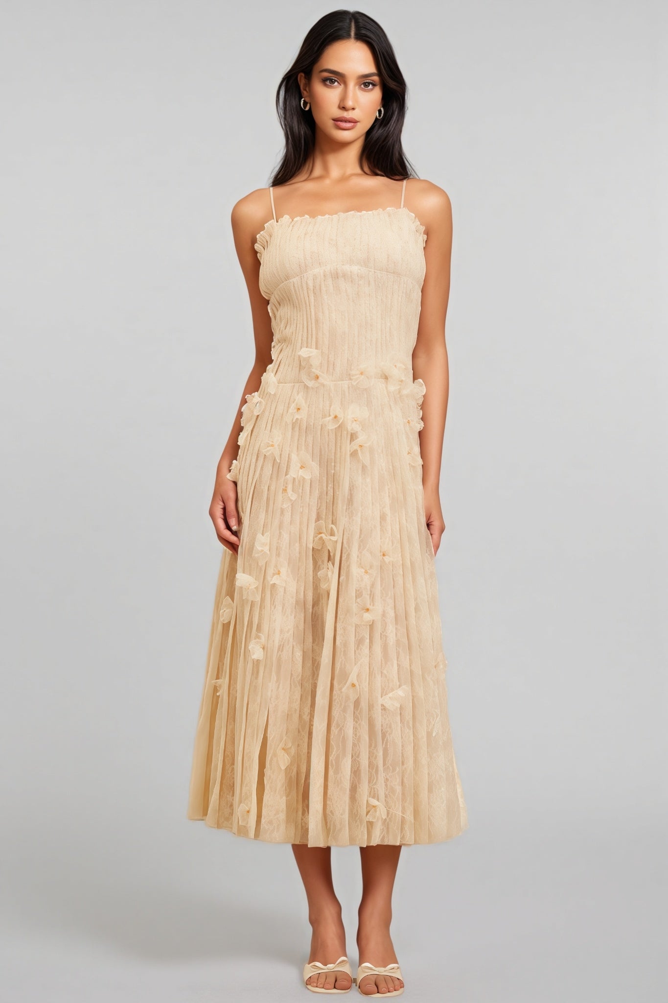 Urikd 3D Flower Strapless Maxi Dress