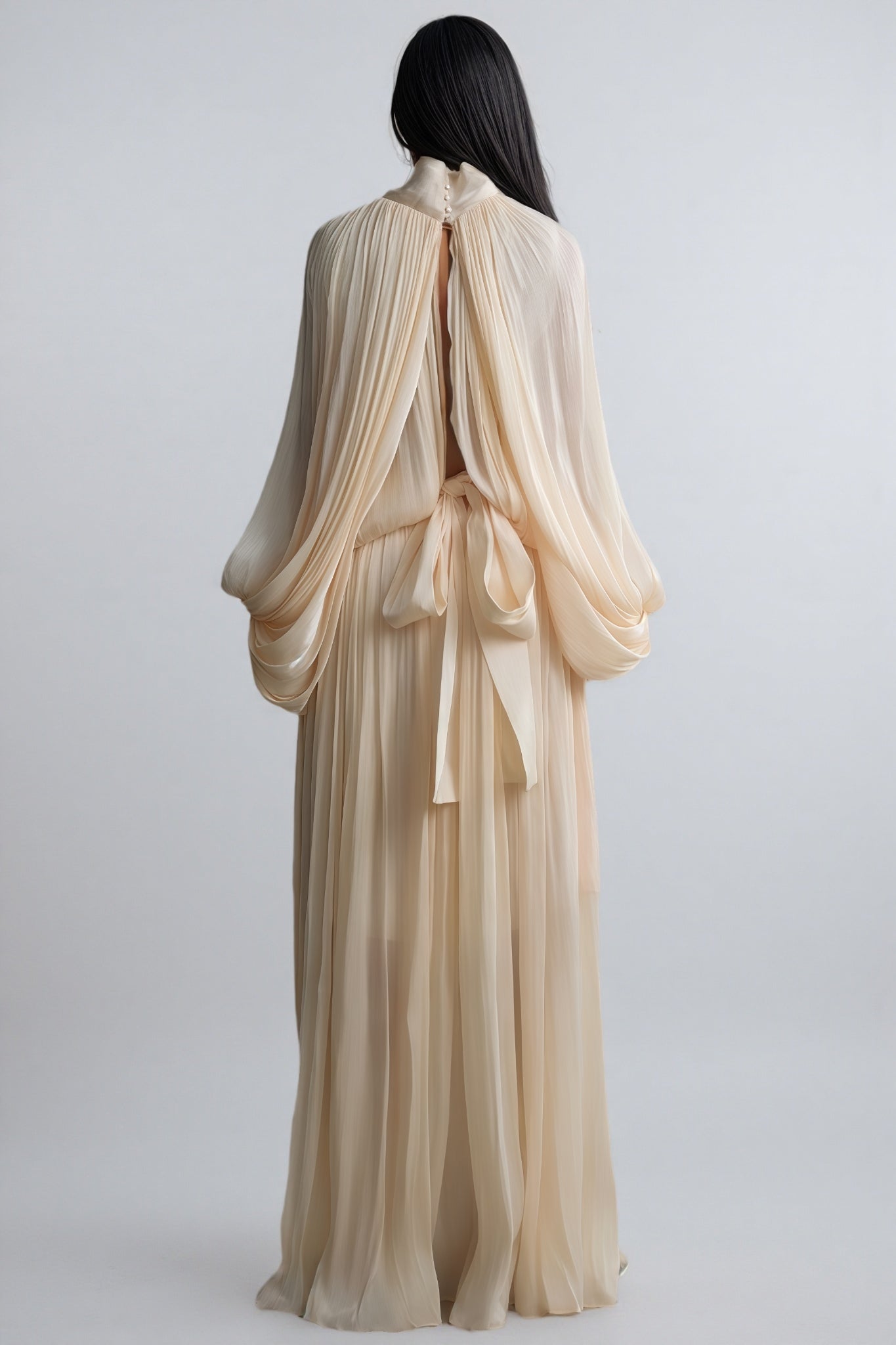 Elizabeth Tie Neck Puff Sleeve Maxi Dress