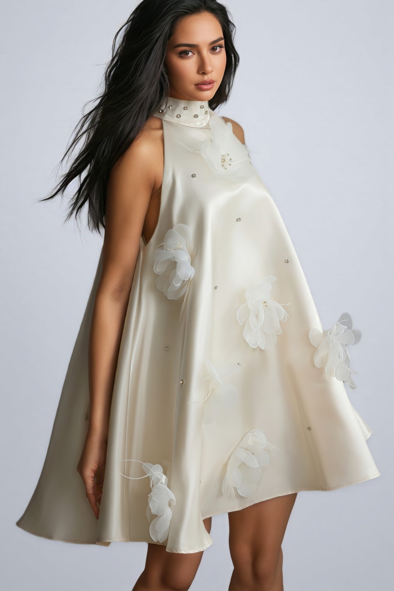 Eliza Floral Applique Sleeveless Mini Dress