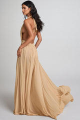 Zandok Sleeveless Backless Slit Maxi Dress