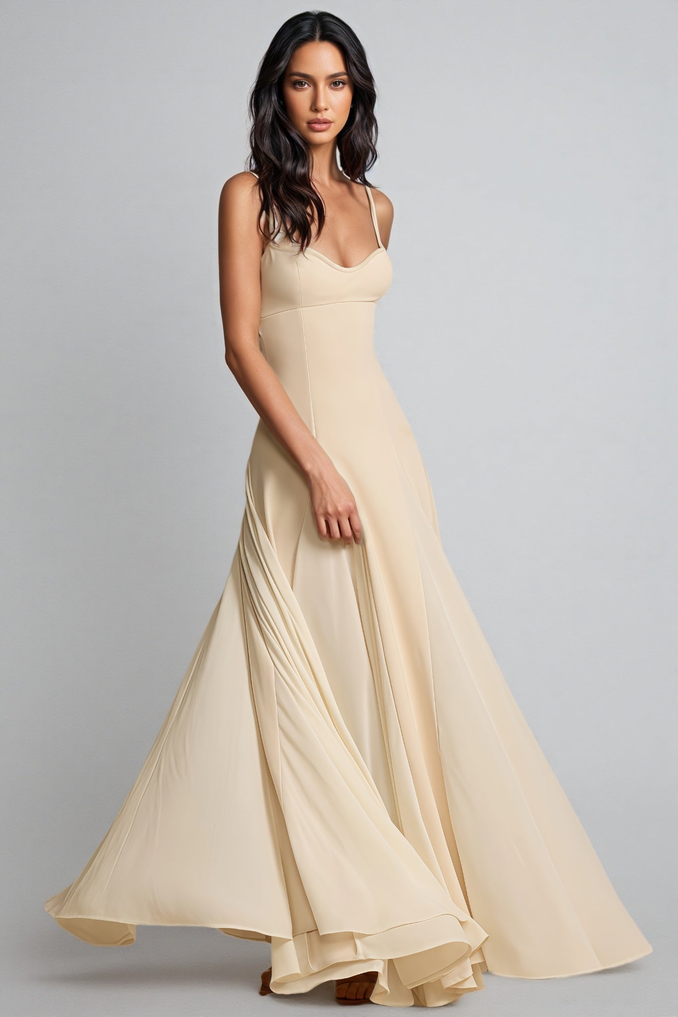 Caroline White Strap Maxi Dress