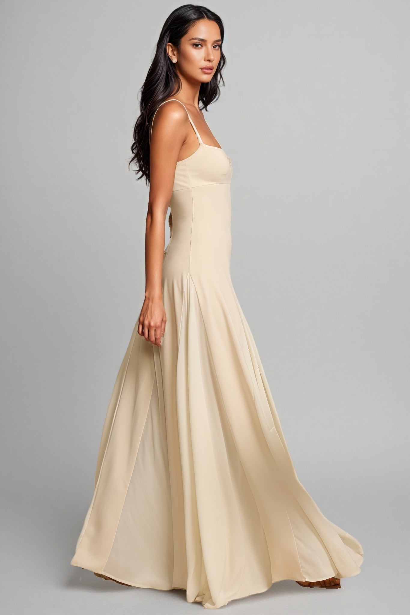 Caroline White Strap Maxi Dress