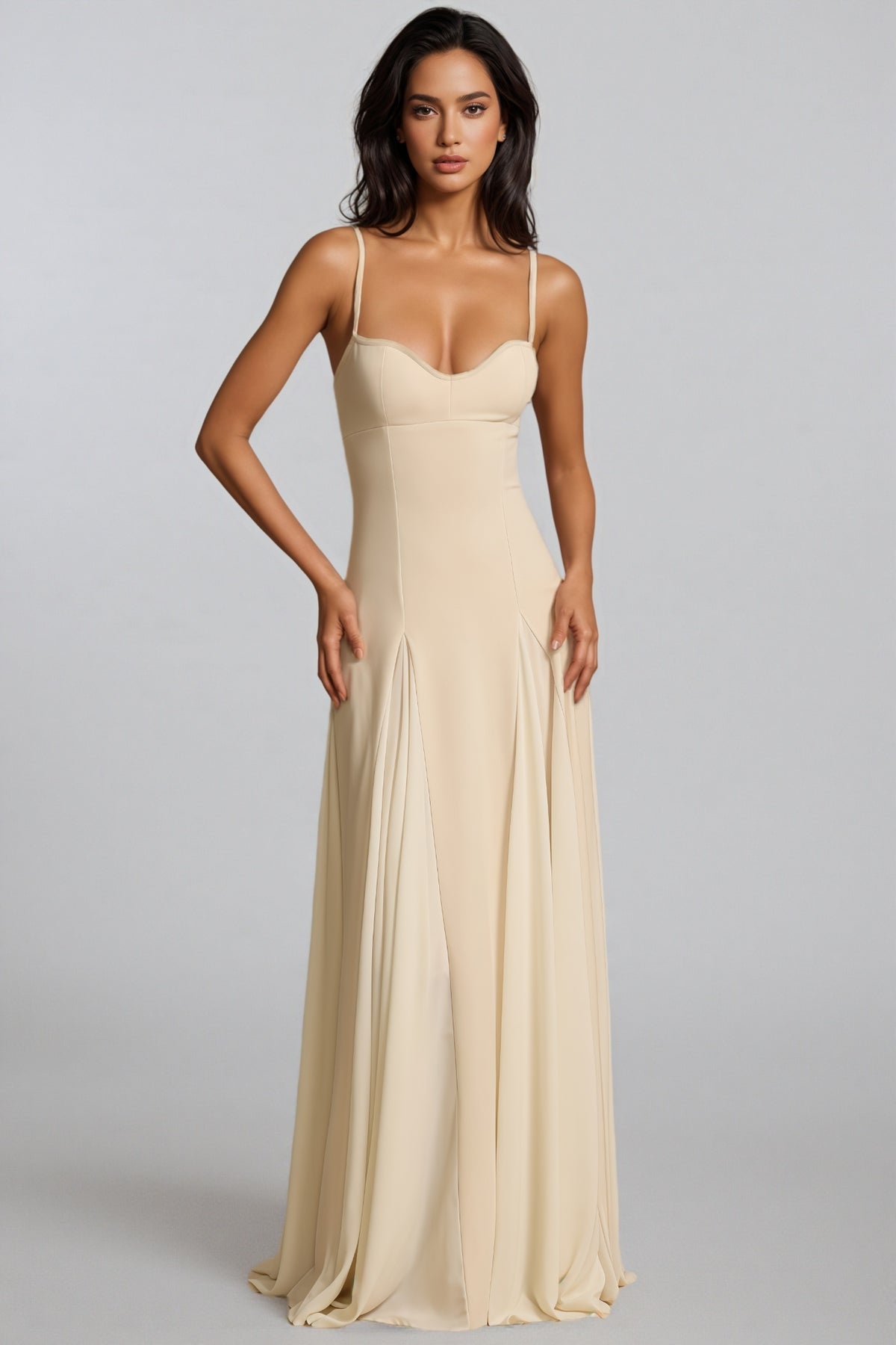 Caroline White Strap Maxi Dress