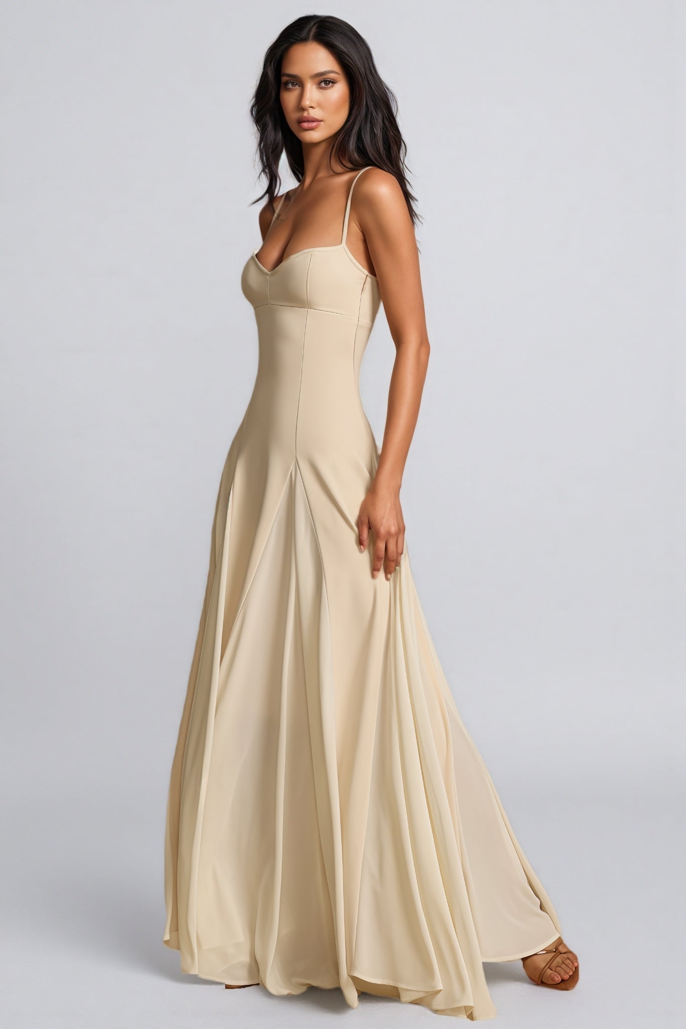 Caroline White Strap Maxi Dress