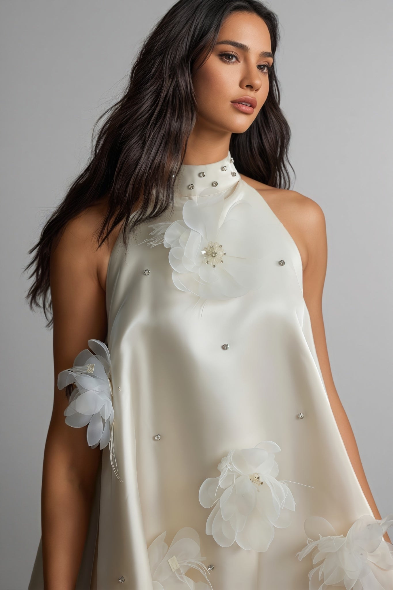 Eliza Floral Applique Sleeveless Mini Dress
