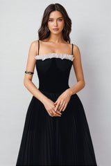 Viera Black Split Halter Midi Dress
