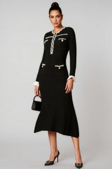 Jamie Trim Pearl Knit Midi Dress