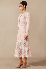 Islay Long Sleeve Floral Lace Midi Dress Set