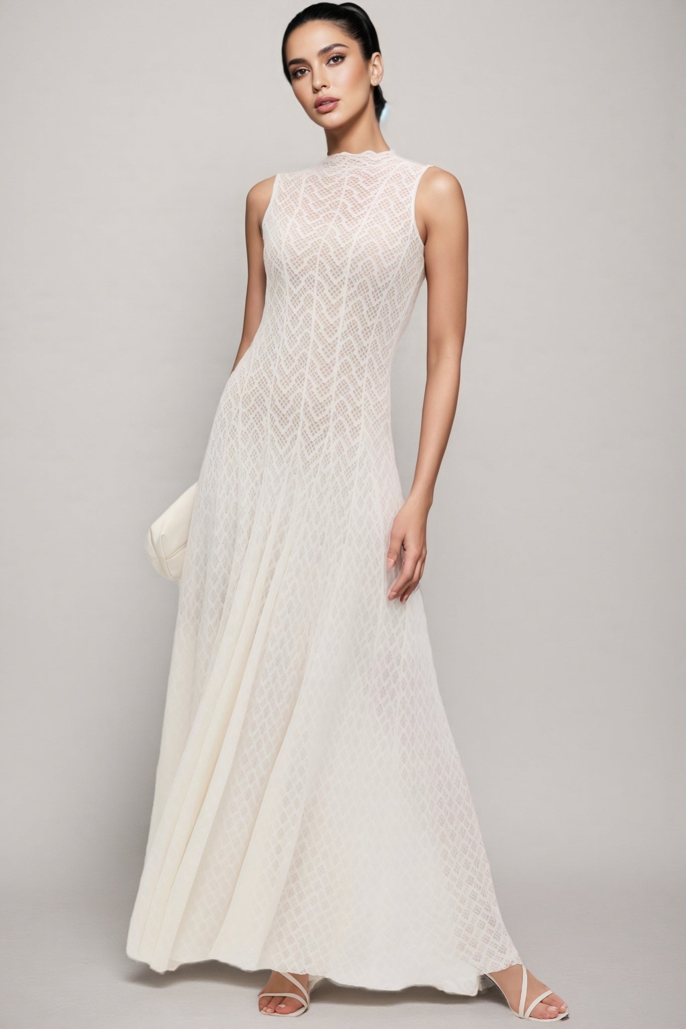 Lucas Solid Pointelle Sleeveless Maxi Dress
