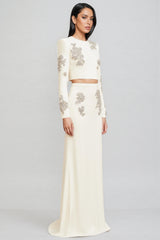 Sebast White Diamond-Studded Maxi Dress Set