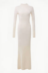 Satu White Knit Fishtail Maxi Dress