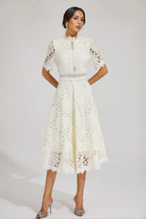 Debors White Cut Out Midi Dress