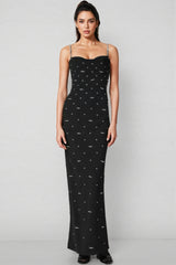 Tavib Beaded Backless Strapless Maxi Dress