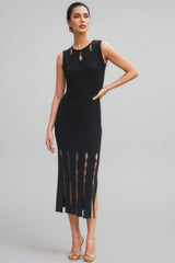 Breclk Beaded Openwork Sleeveless Midi Dress