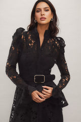 Victoirk Lace Butterfly-Sleeve Midi Dress