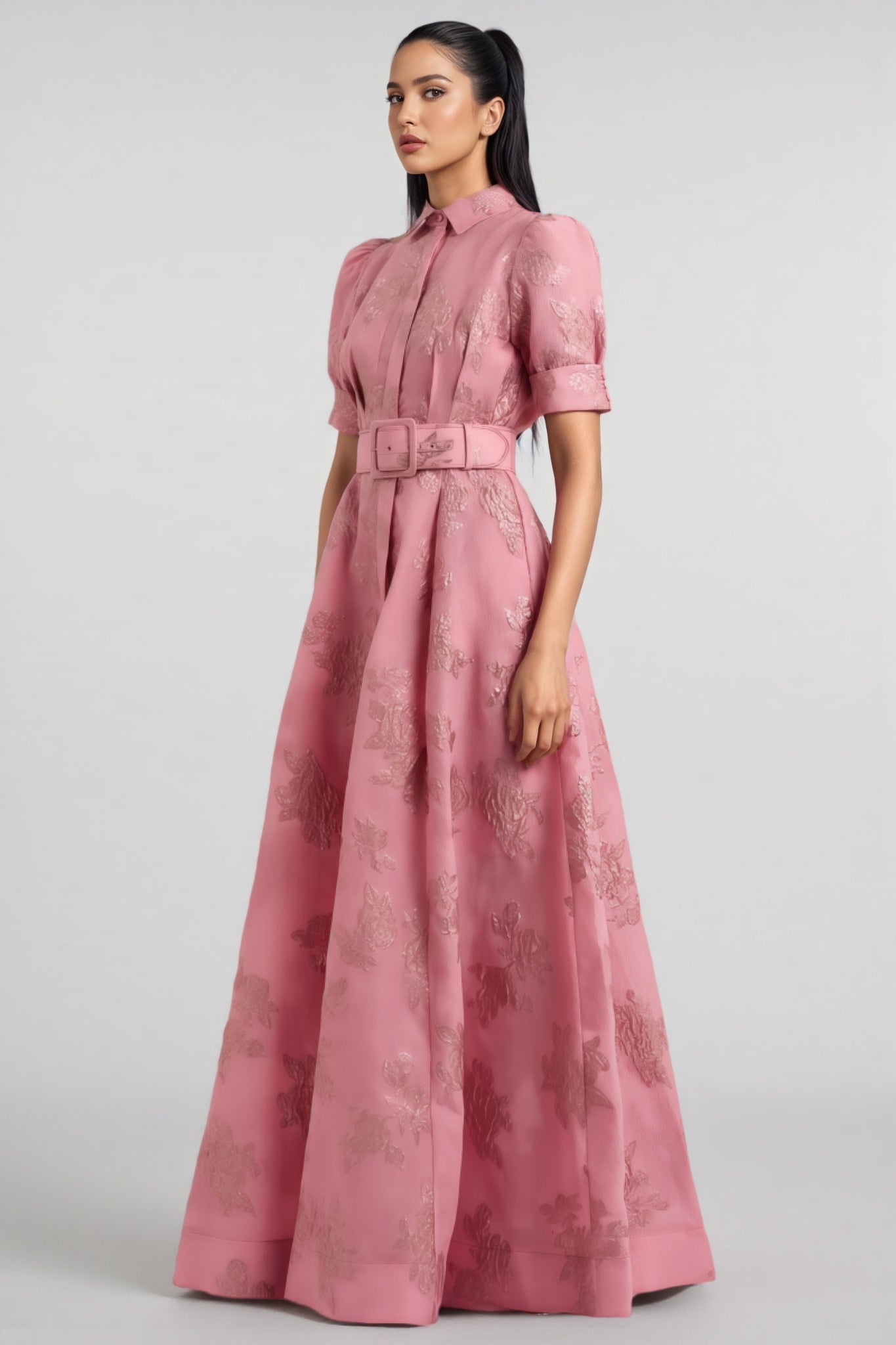 Halia Printed Belted Maxi Dress