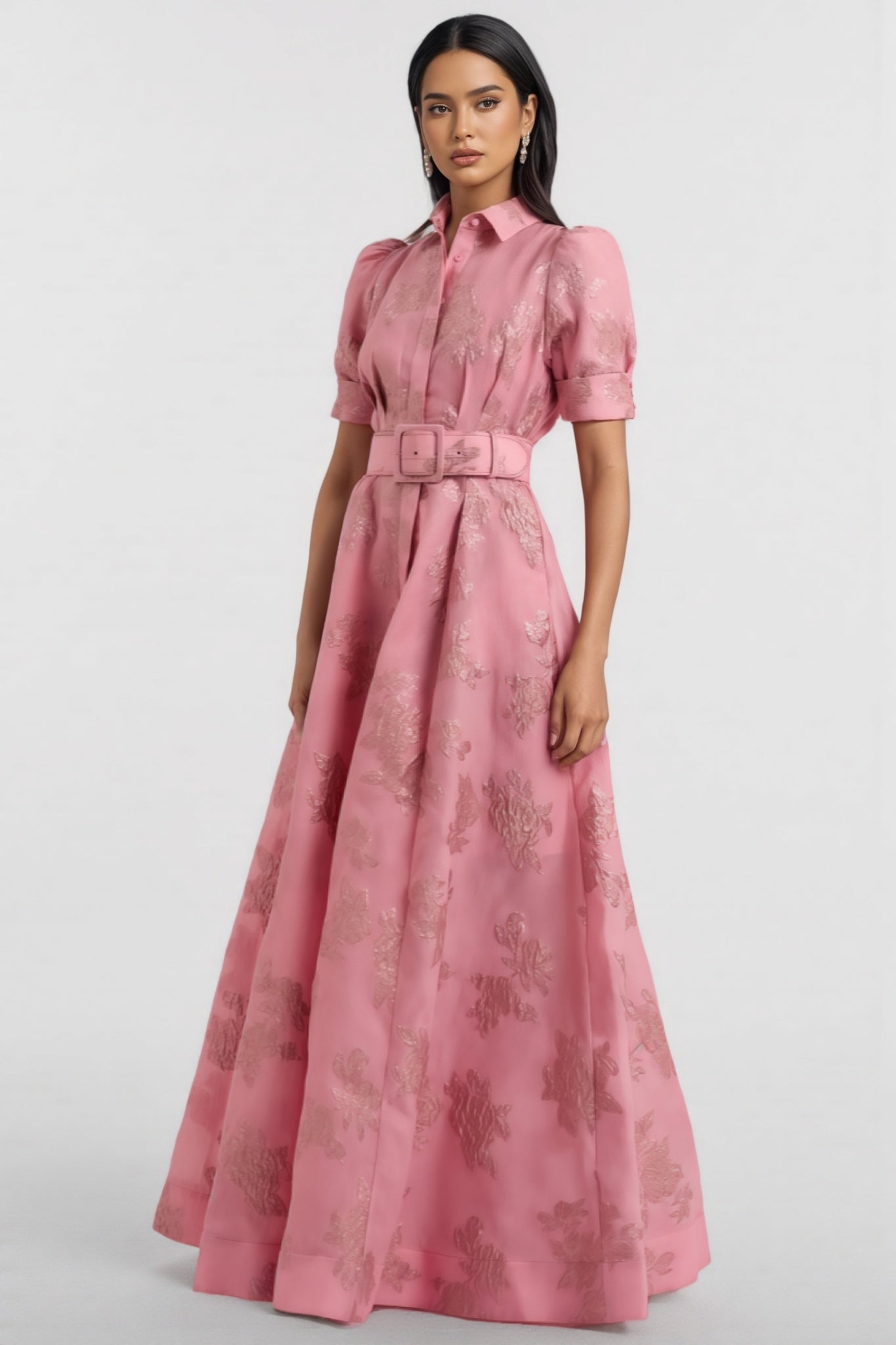 Halia Printed Belted Maxi Dress