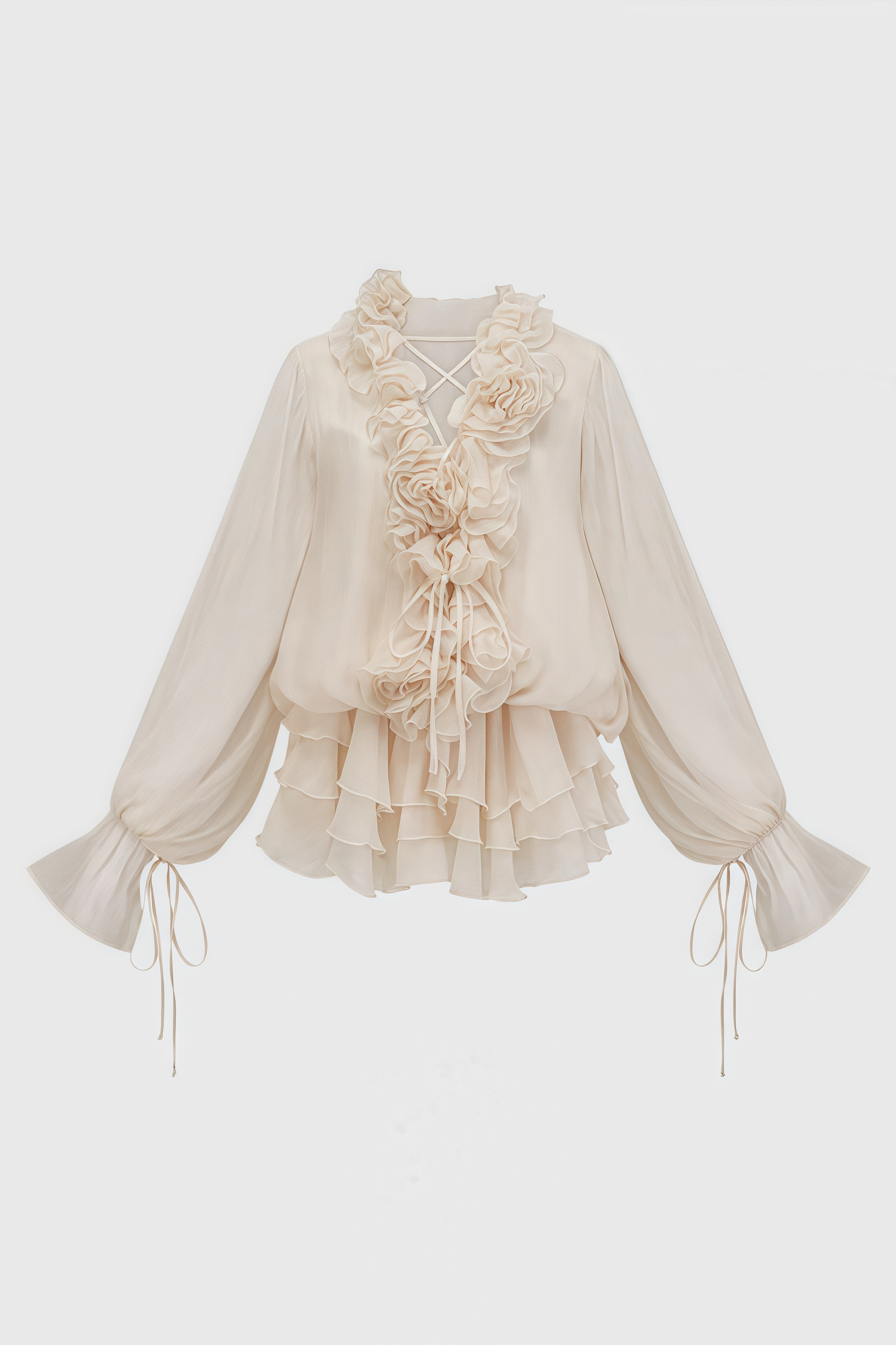 Elsonv 3D Floral Lantern Sleeve Mini Dress