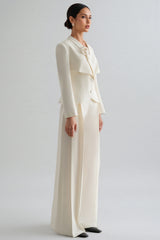 Fiorlk Beige 3D Flower Suit Two-Piece Set