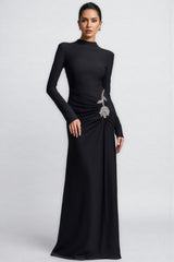 Dulio Black Rhinestone Floral Maxi Dress