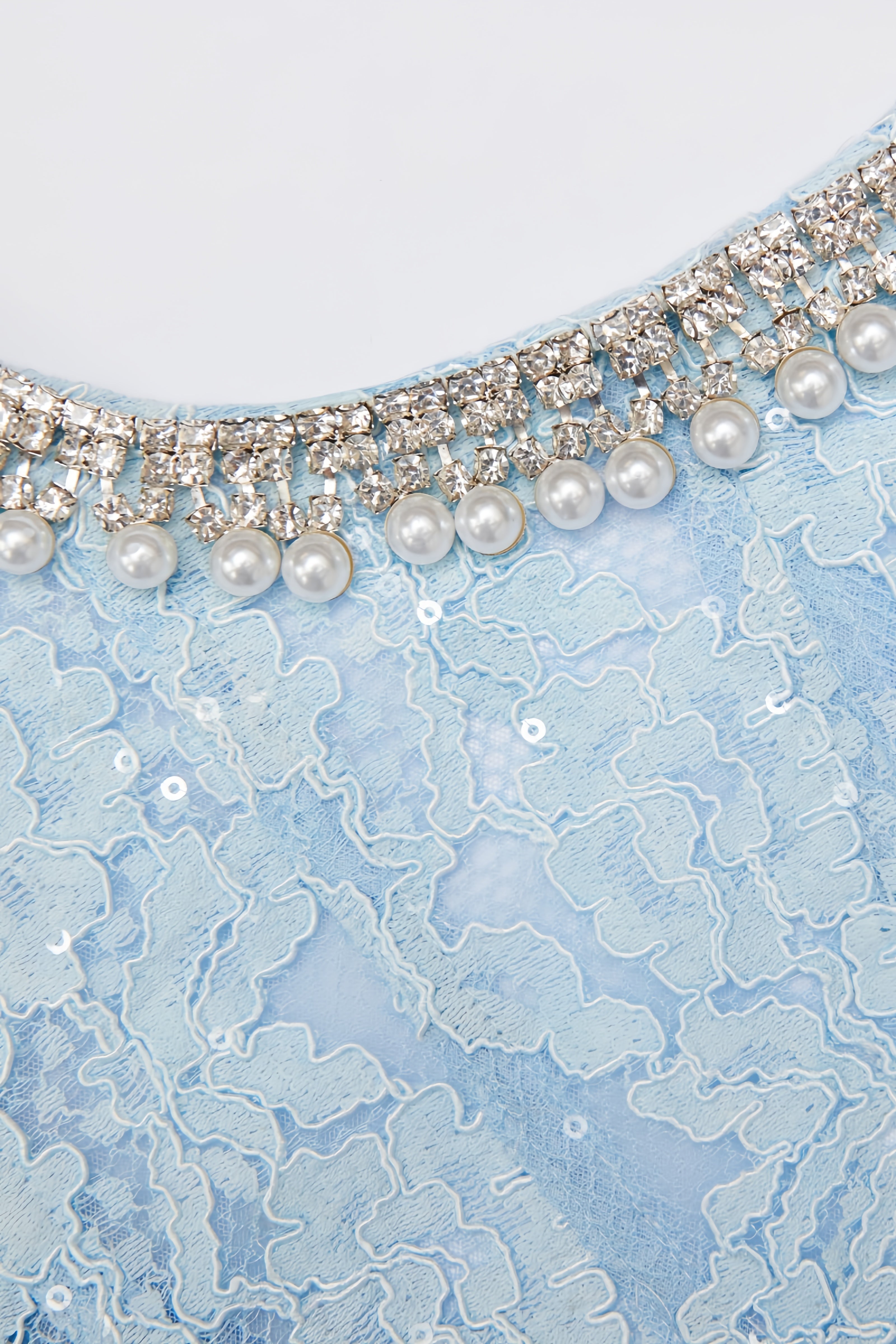 Chantal Blue Lace Embellished Midi Dress