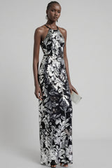 Inarl Embroidered Sequin Strappy Maxi Dress