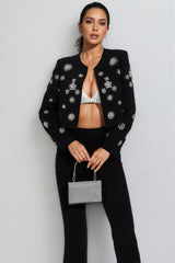 Reyna Black Crystal Pearl Blazer Set