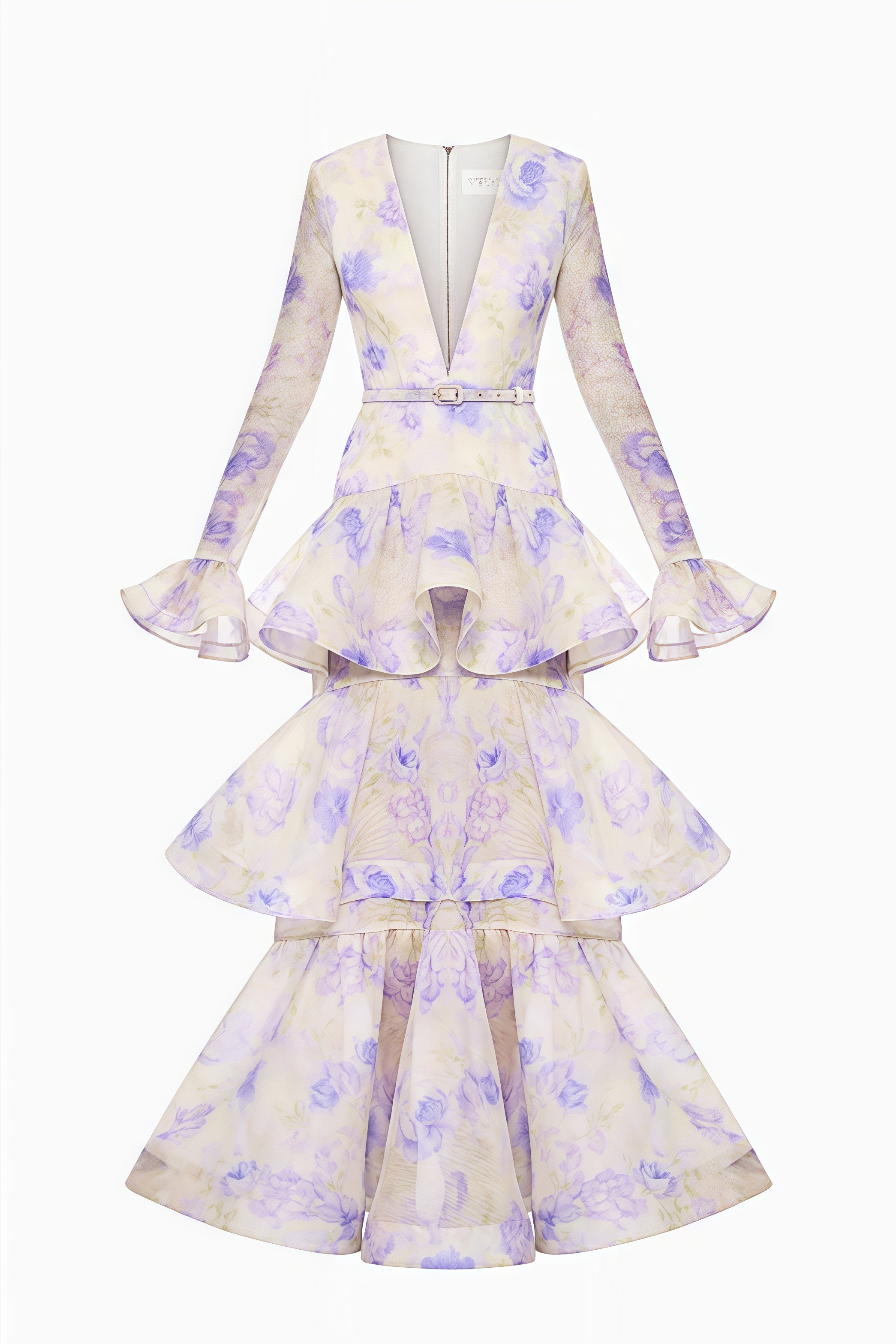 Olenf V-neck Printed Cake Maxi Dress