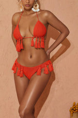Edan Knitted Tassel Bikini Two Piece Set