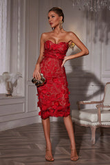 Abner Strapless Flower Midi Dress