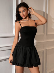 Backless Tie Back Ruffle Hem Cami Dress