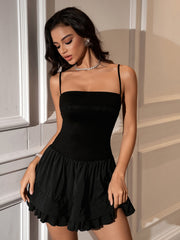 Backless Tie Back Ruffle Hem Cami Dress
