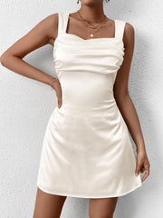 Backless Ruched Tie Back Draped Mini Dress