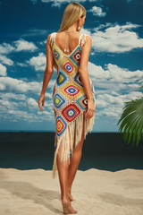Benita Spaghetti Knitted Fringe Midi Dress