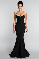 Cyrus Black Tassel Fringe Maxi Dress
