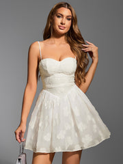Bow Tie Back Jacquard Corset Cami Dress