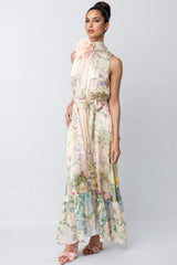 Ivard Sleeveless Printed Tie Maxi Dress