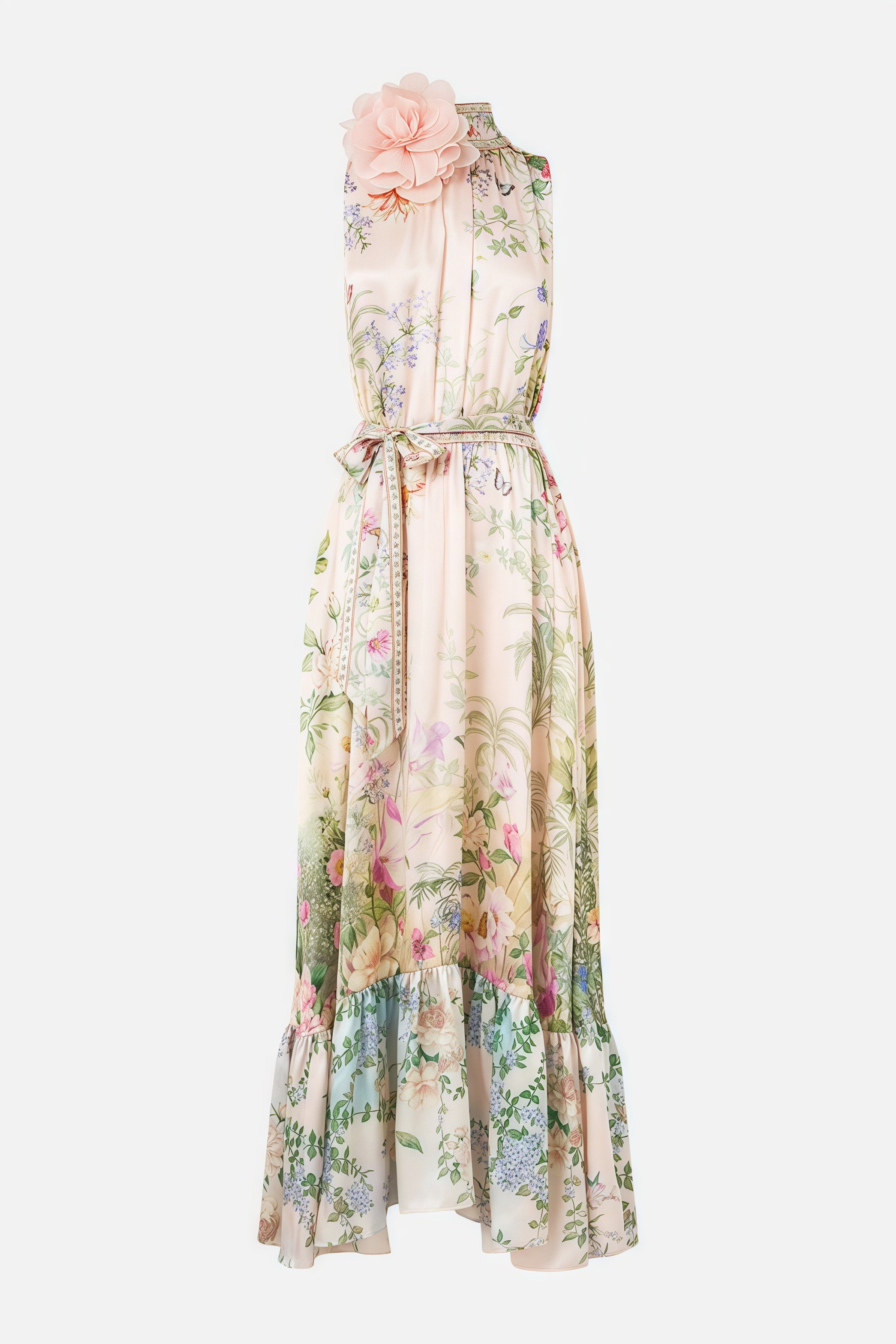Ivard Sleeveless Printed Tie Maxi Dress