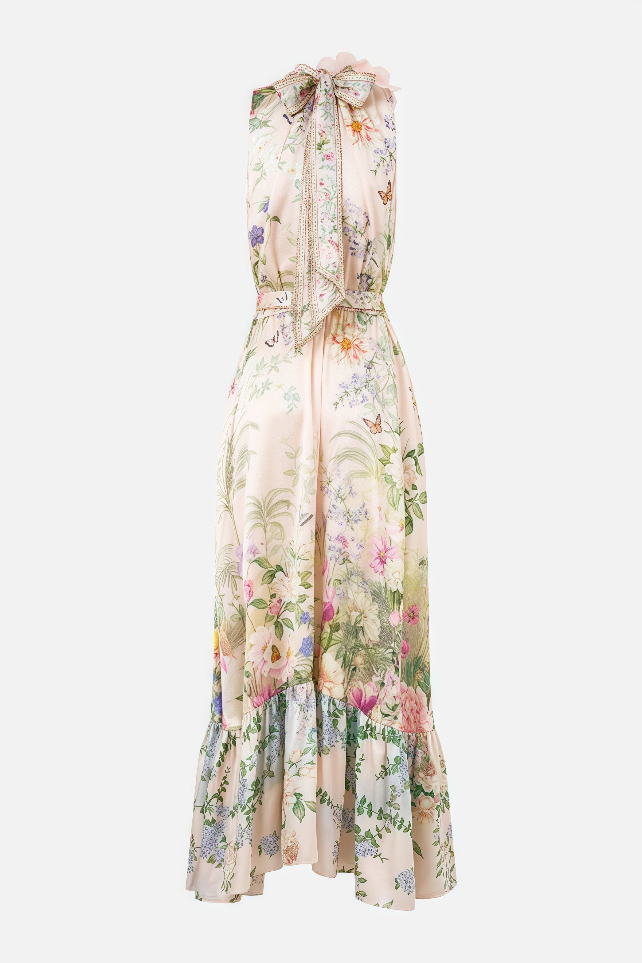 Ivard Sleeveless Printed Tie Maxi Dress