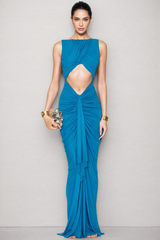 Celeste Blue Openwork Maxi Dress