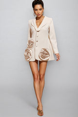 Eowyne Long Sleeve Button Up Flower Blazer