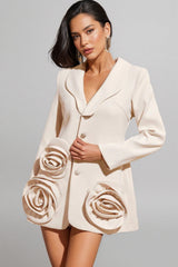 Eowyne Long Sleeve Button Up Flower Blazer
