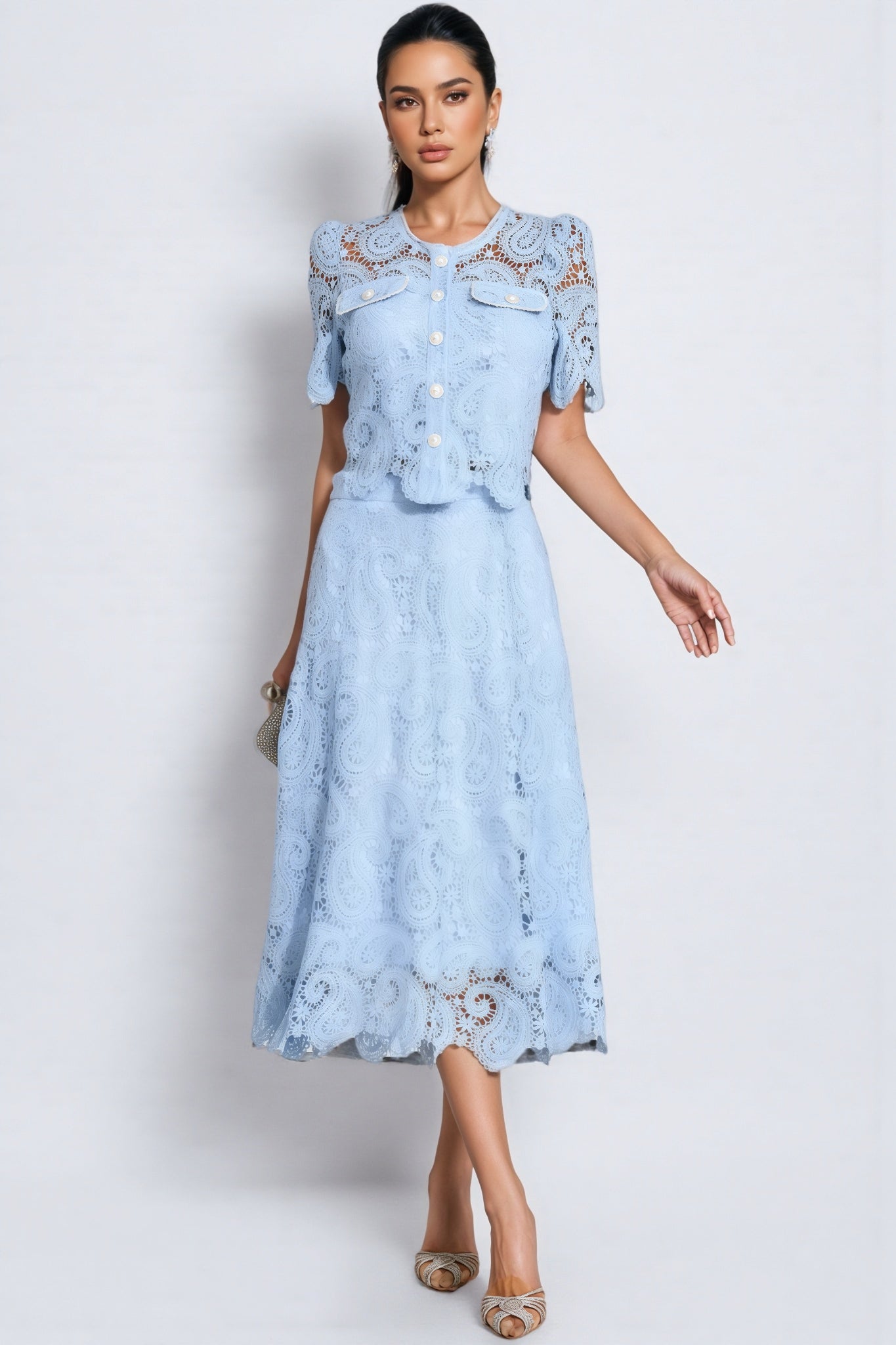 Ternence Blue Lace Set Madi Dress Two Piece Set