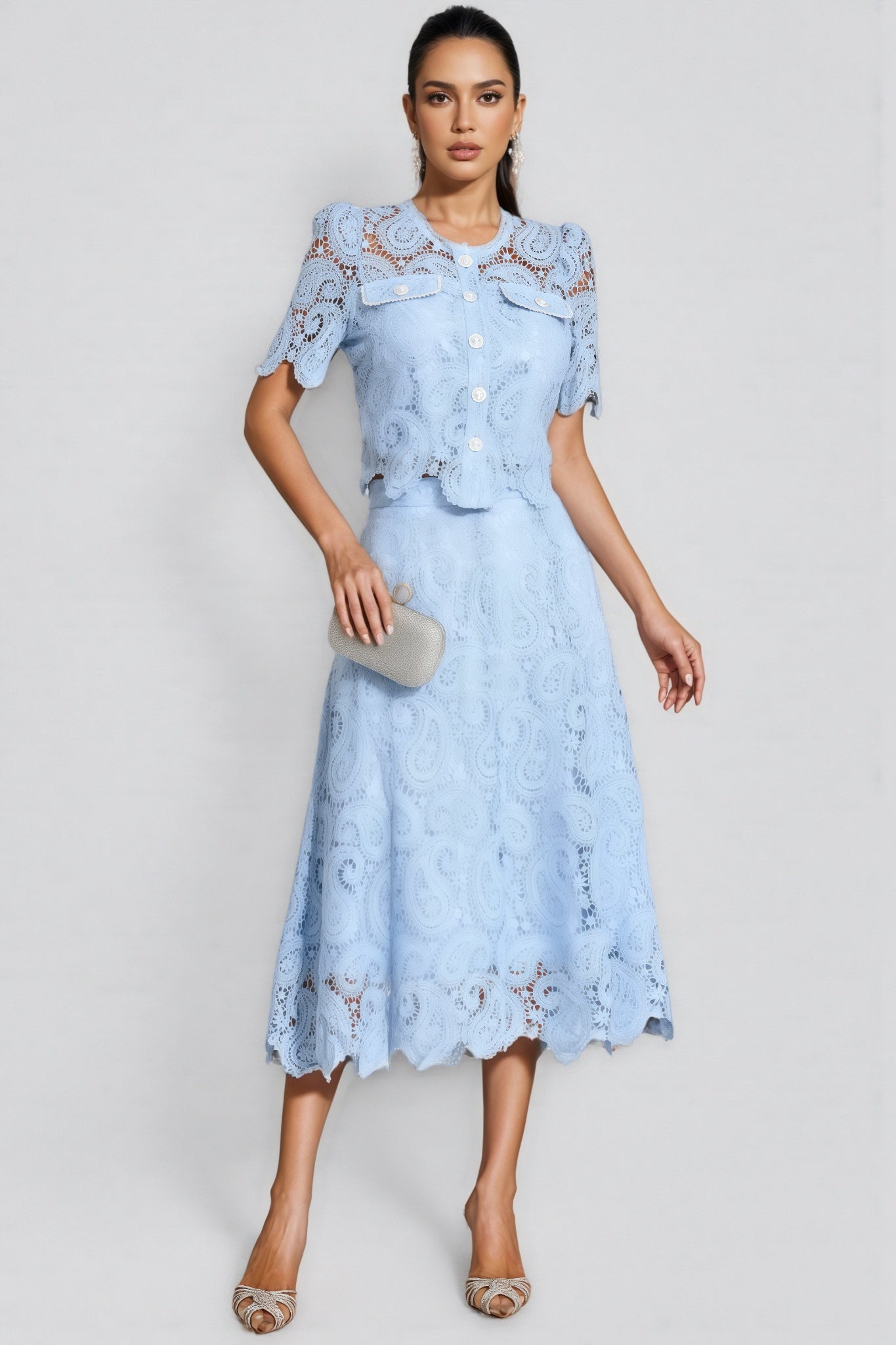 Ternence Blue Lace Set Madi Dress Two Piece Set