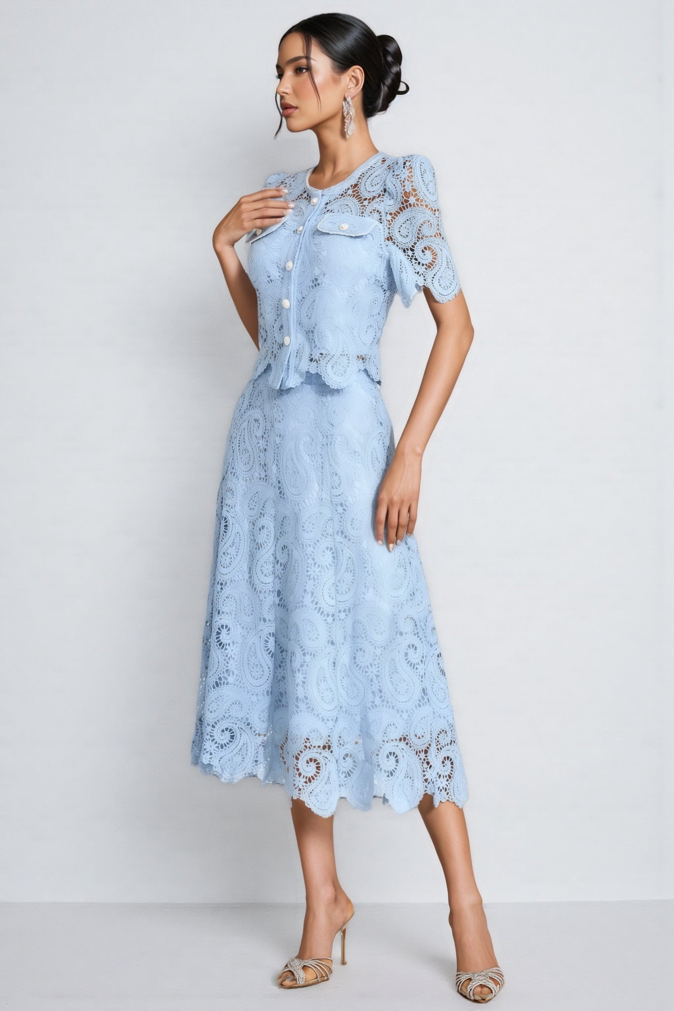 Ternence Blue Lace Set Madi Dress Two Piece Set