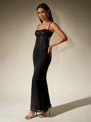 Contrast Sequin Corset Mermaid Bodycon Dress
