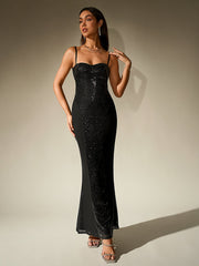 Contrast Sequin Corset Mermaid Bodycon Dress