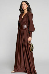 Alma Brown Long Sleeve Maxi Dress