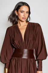 Alma Brown Long Sleeve Maxi Dress